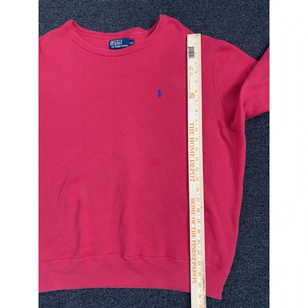 Vintage Polo Ralph Lauren Wide Crewneck Sweatshirt Red‎ Mens 2XL Pullover Pony